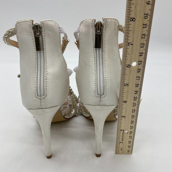 XYD White Bridal Strappy Peep Toe Sandals - Picture 8 of 10